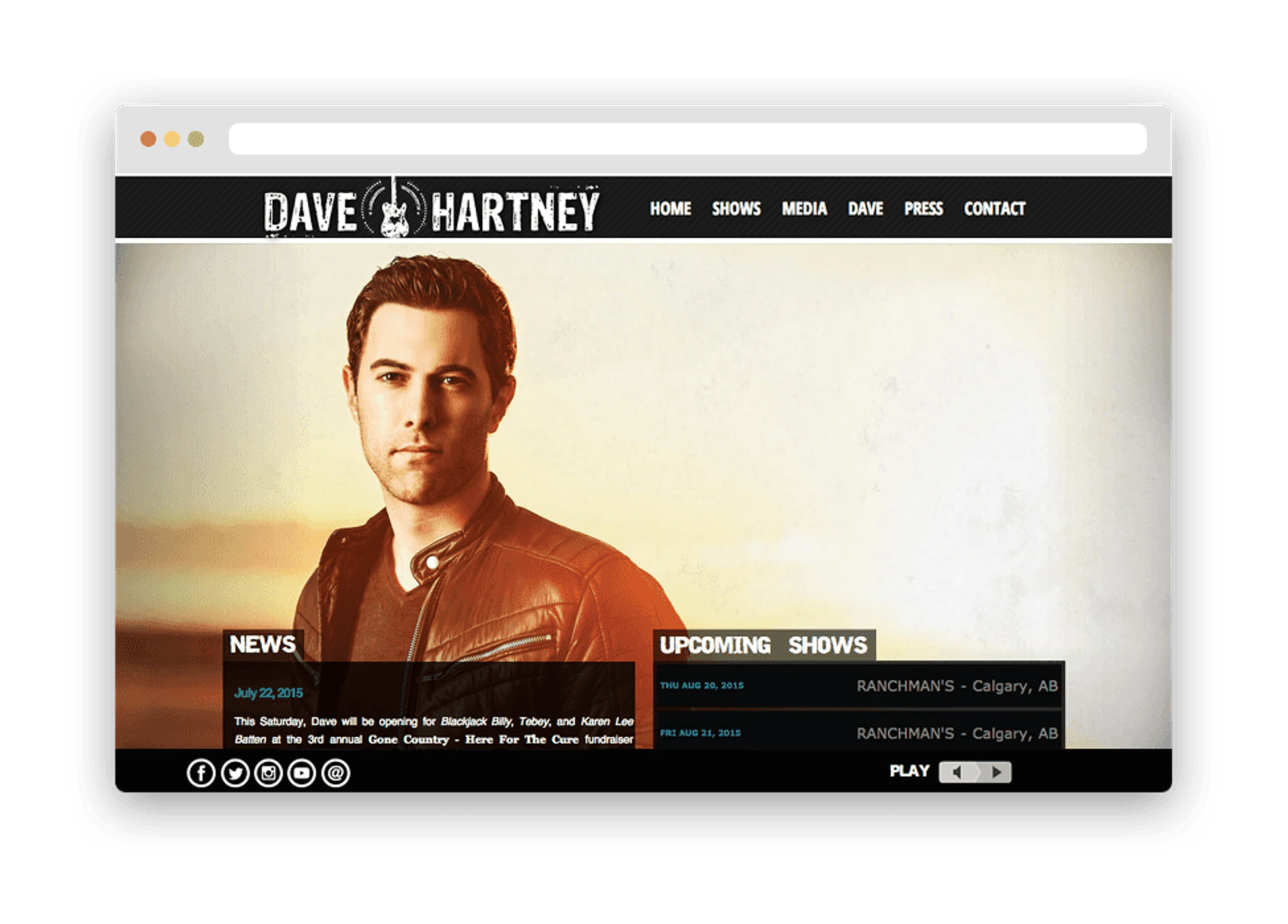 Dave Hartney website preview.