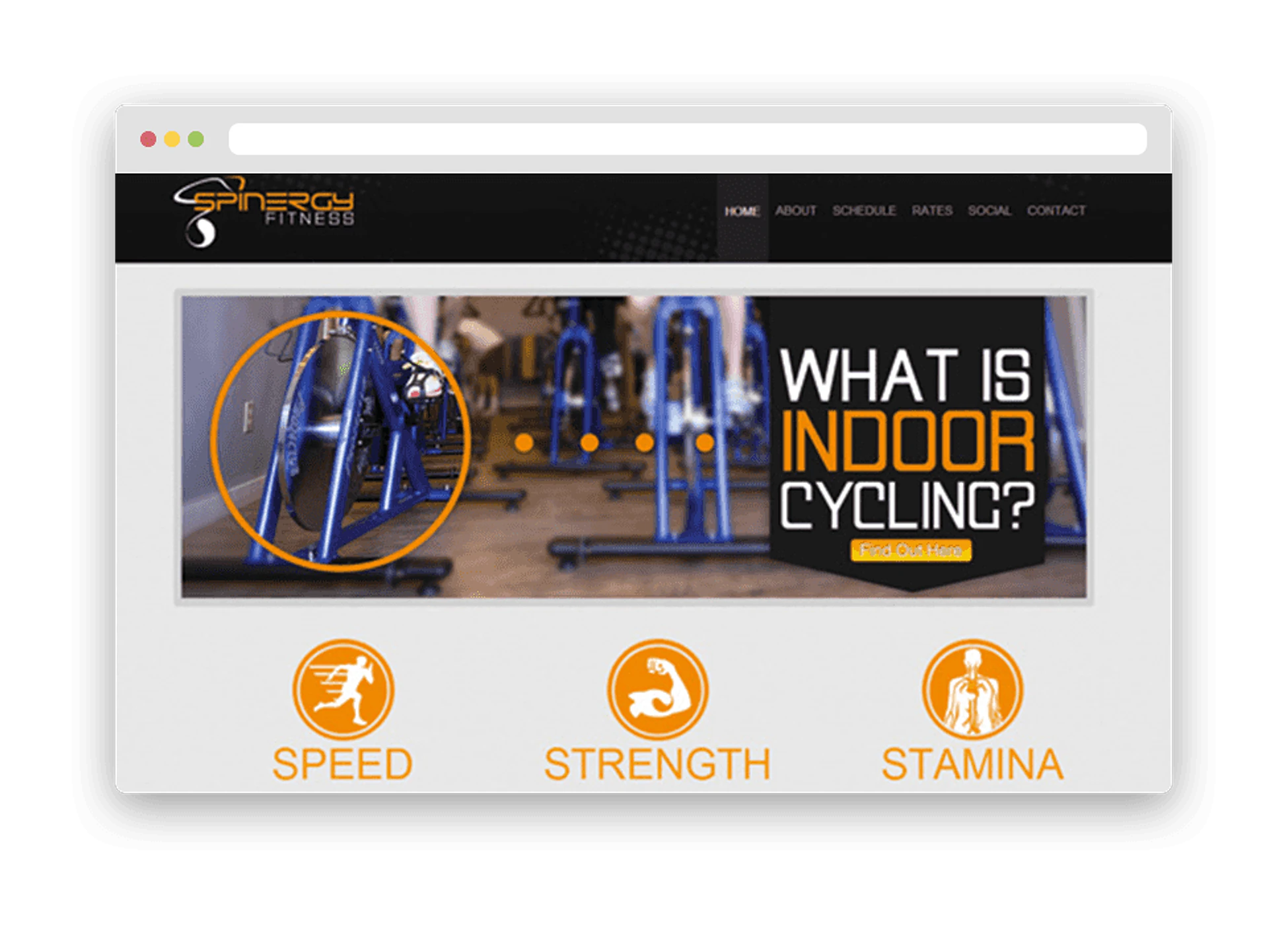 Spinergy Fitness website preview.